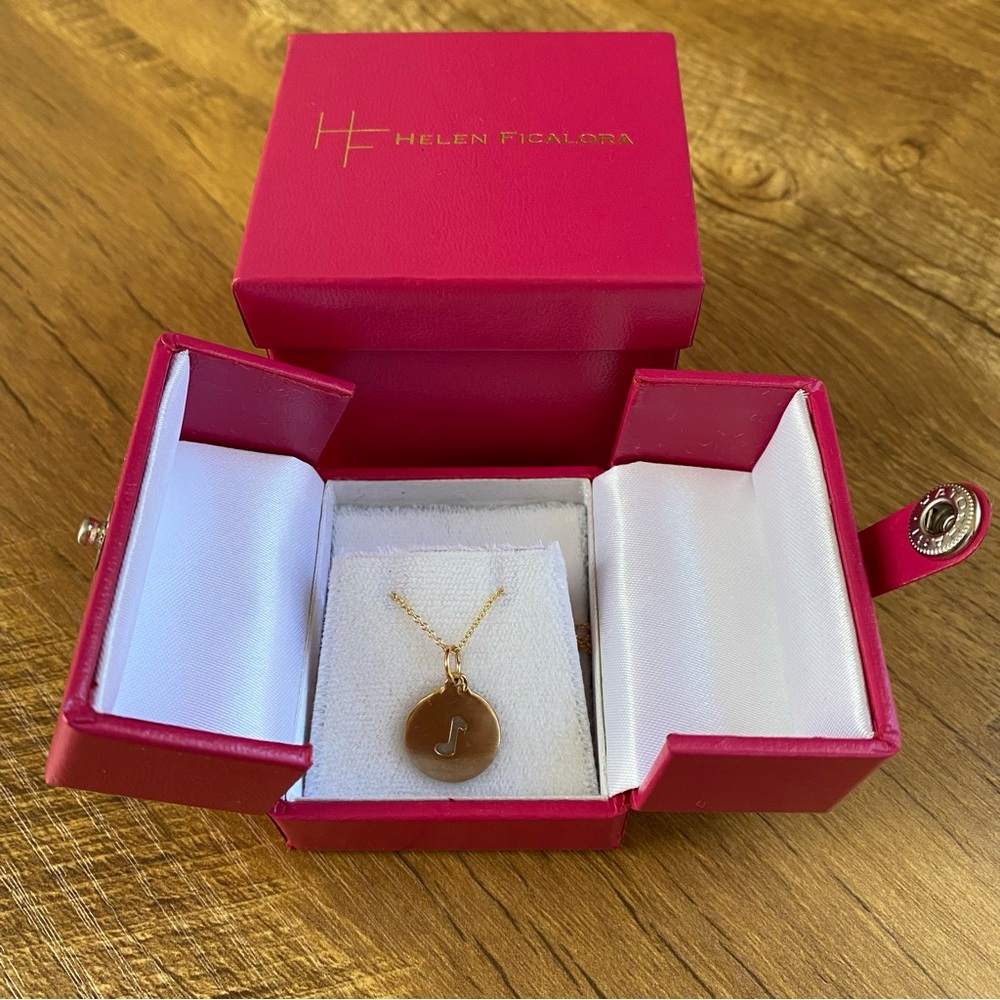NEW Helen Ficalora 14k gold music note necklace and real gold chain